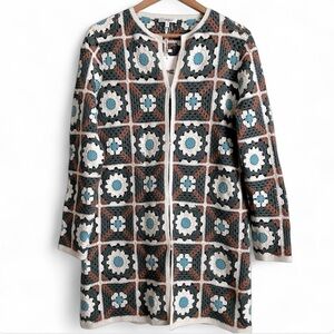 Tyler Böe Crocheted Mid Length Cardigan Sweater Granny Square Crochet S …